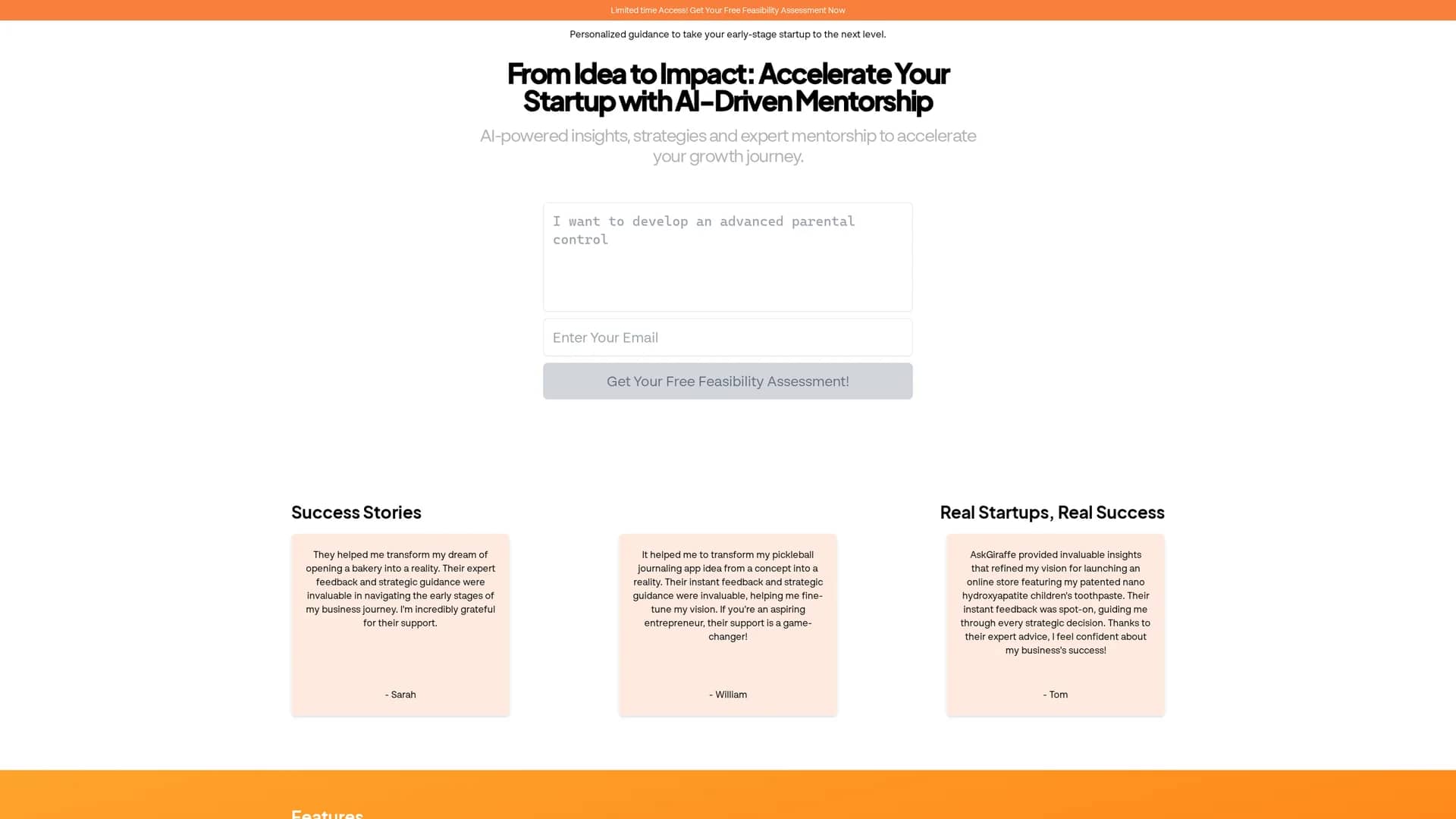 askgiraffe homepage