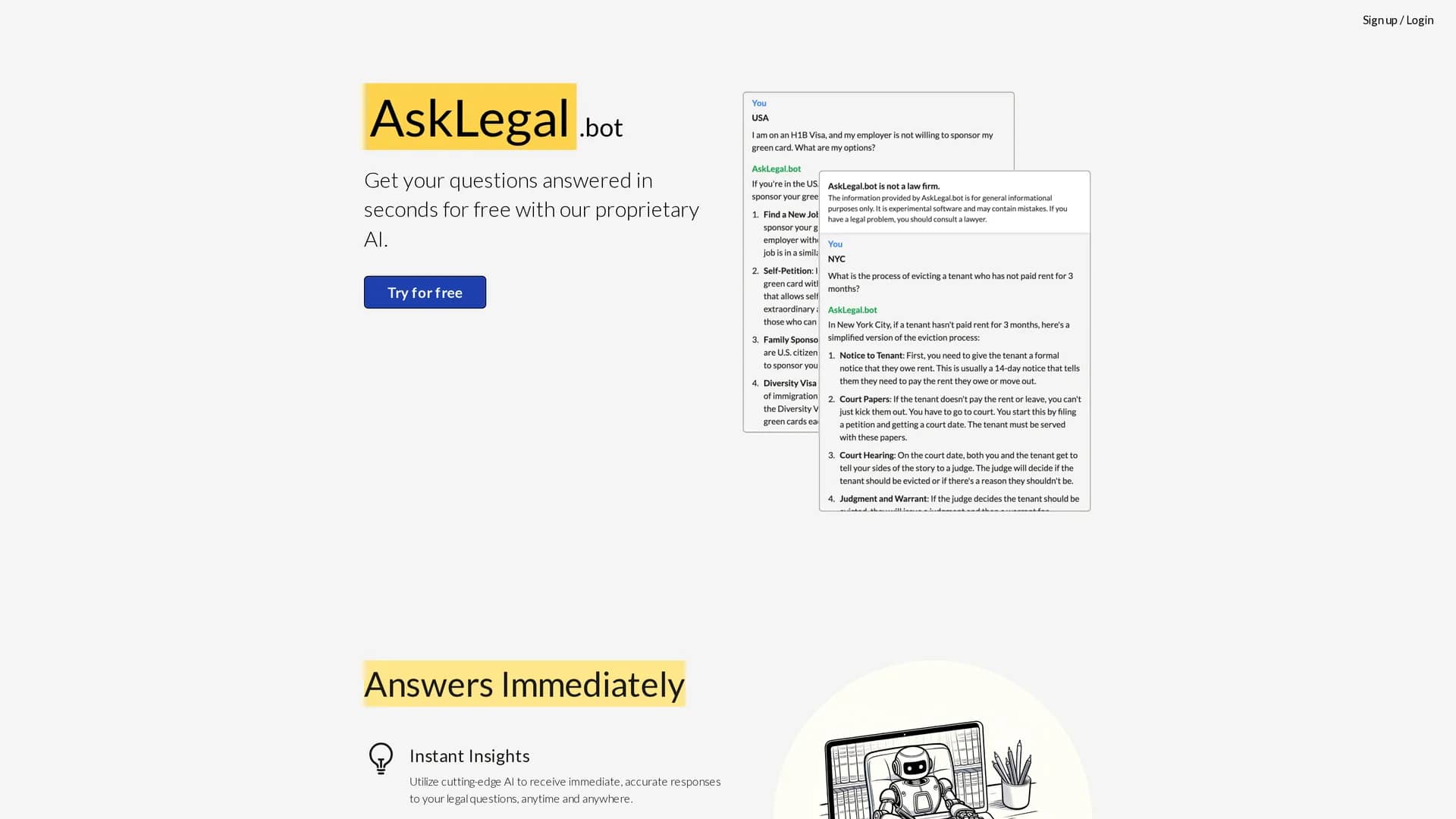 asklegal-bot homepage