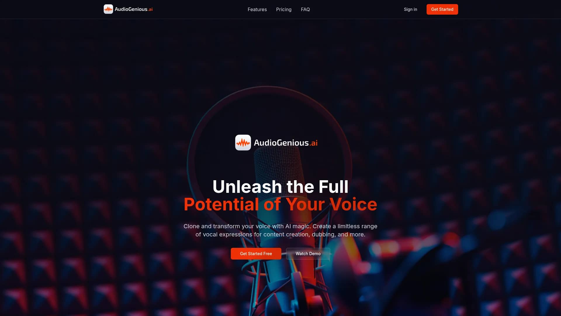 audiogenius-ai homepage