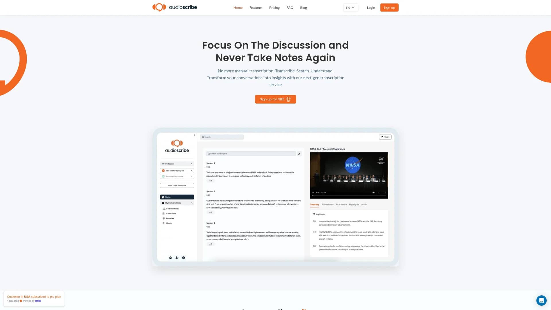 audioscribe-io homepage