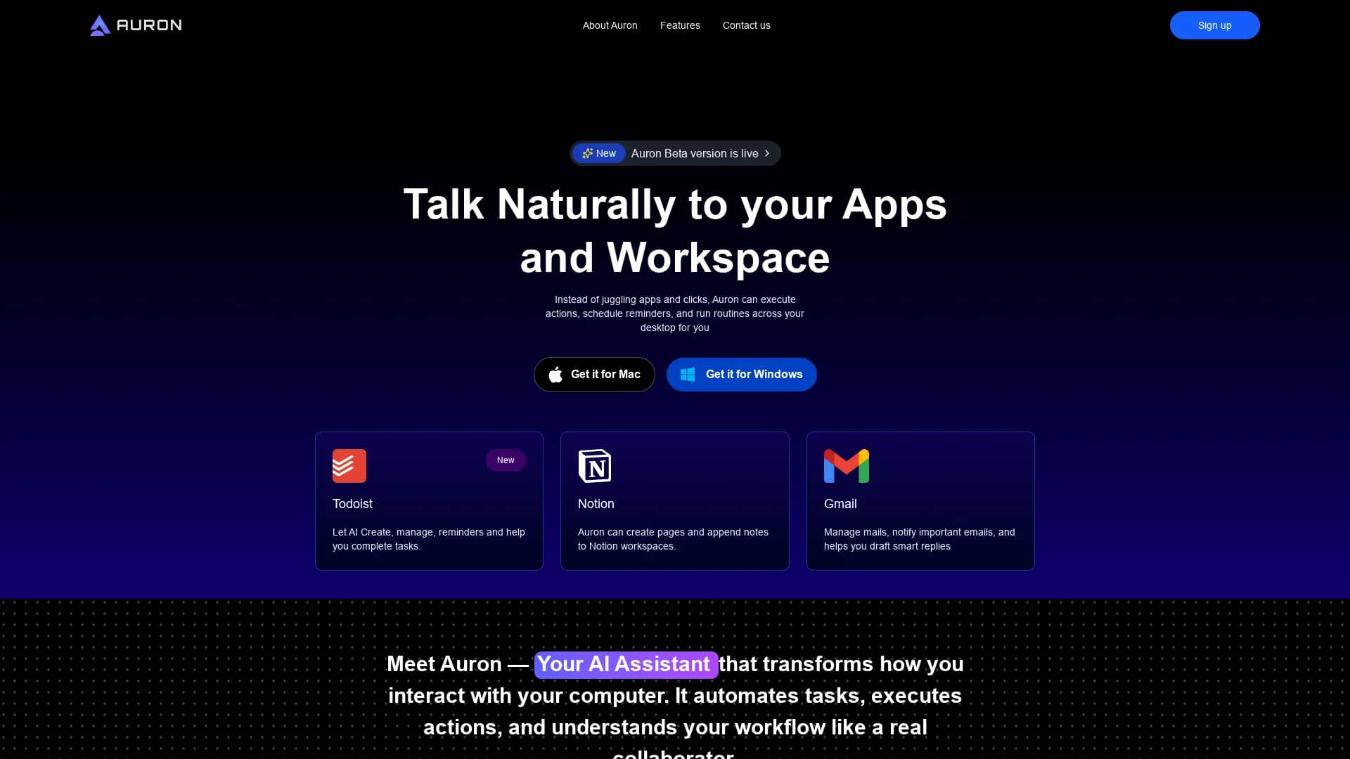 auron homepage