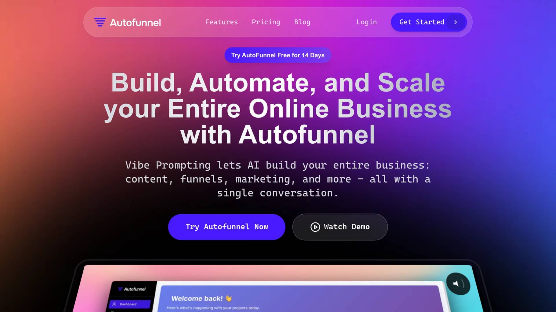 autofunnel homepage