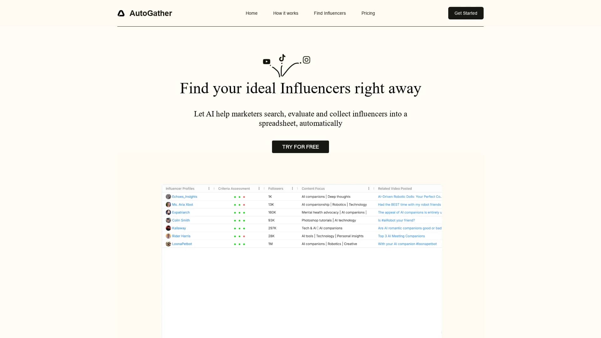 autogather homepage