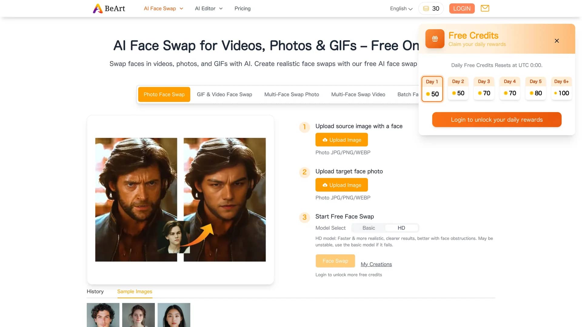 beart-ai-face-swap homepage