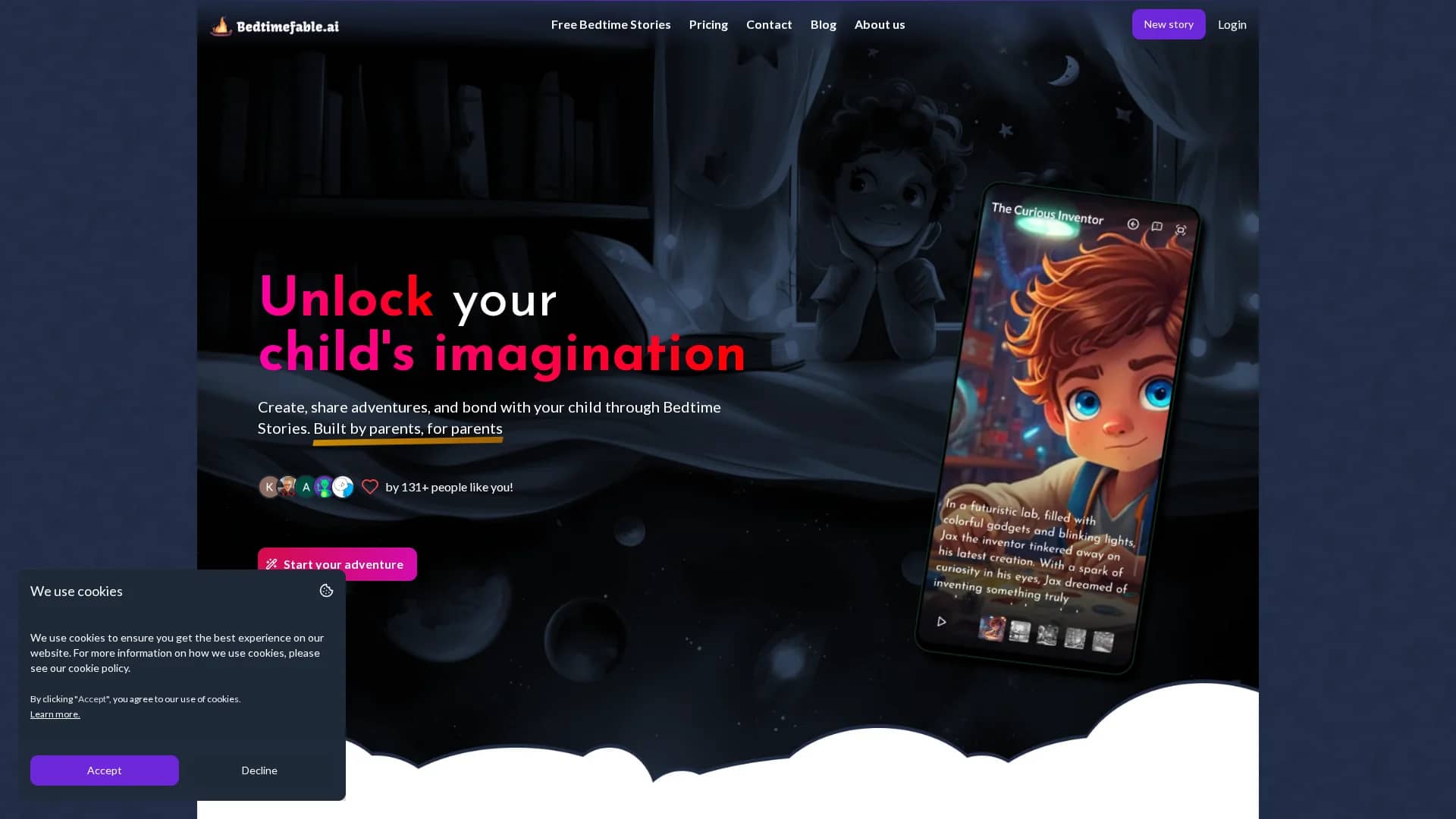 bedtimefable-ai homepage