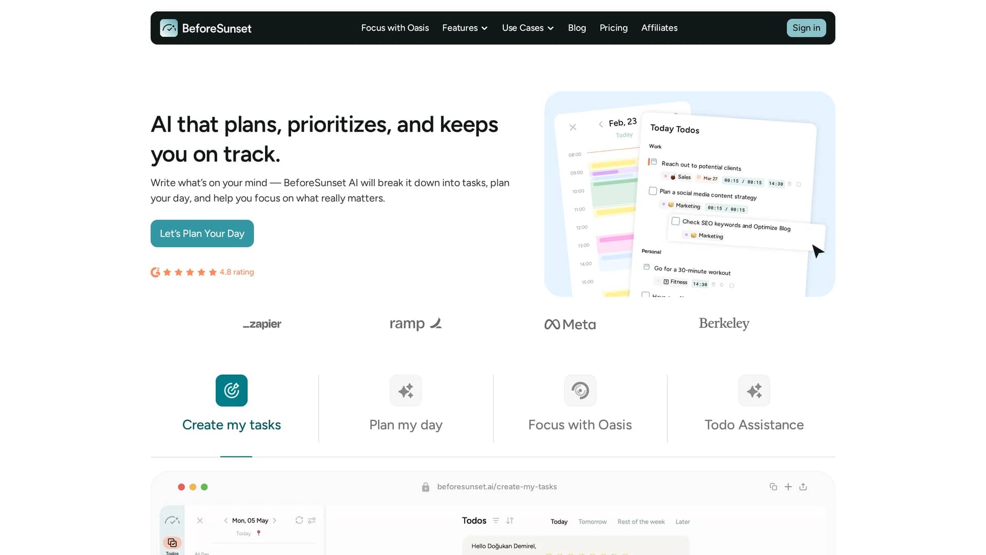 beforesunset-ai homepage