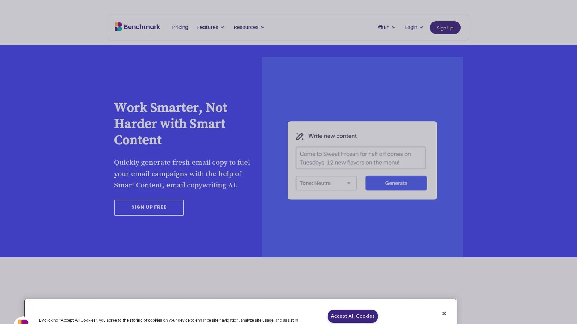 benchmark-email homepage