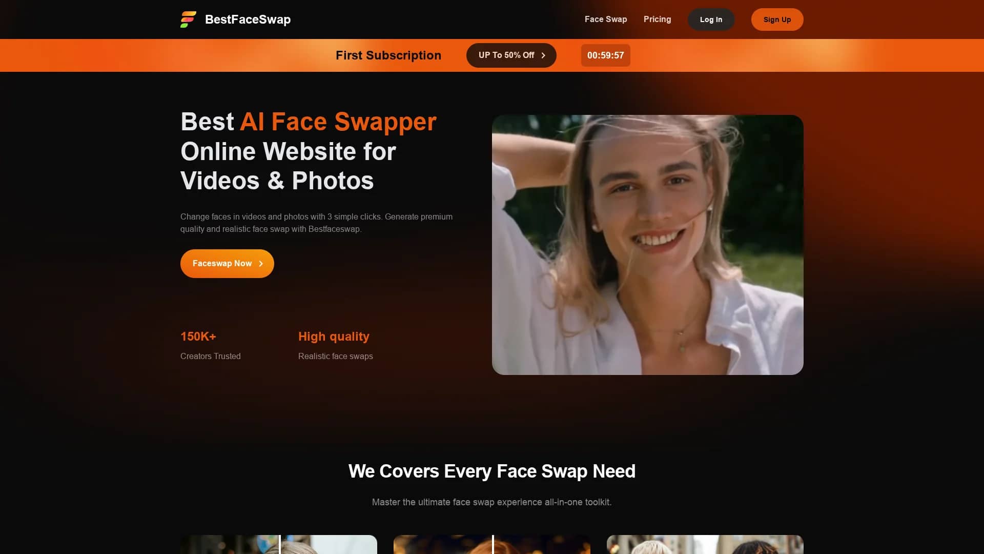 bestfaceswap-ai homepage