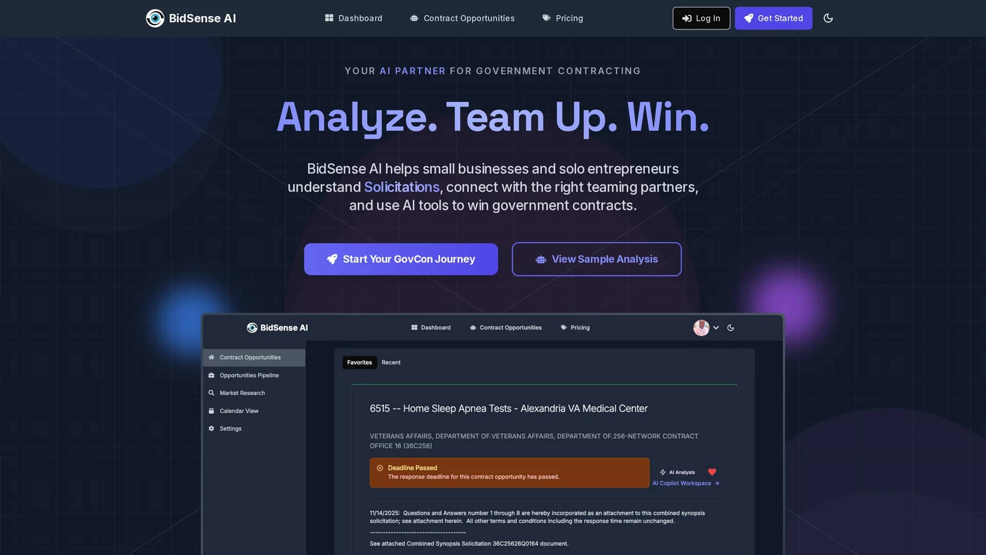 bidsense-ai homepage