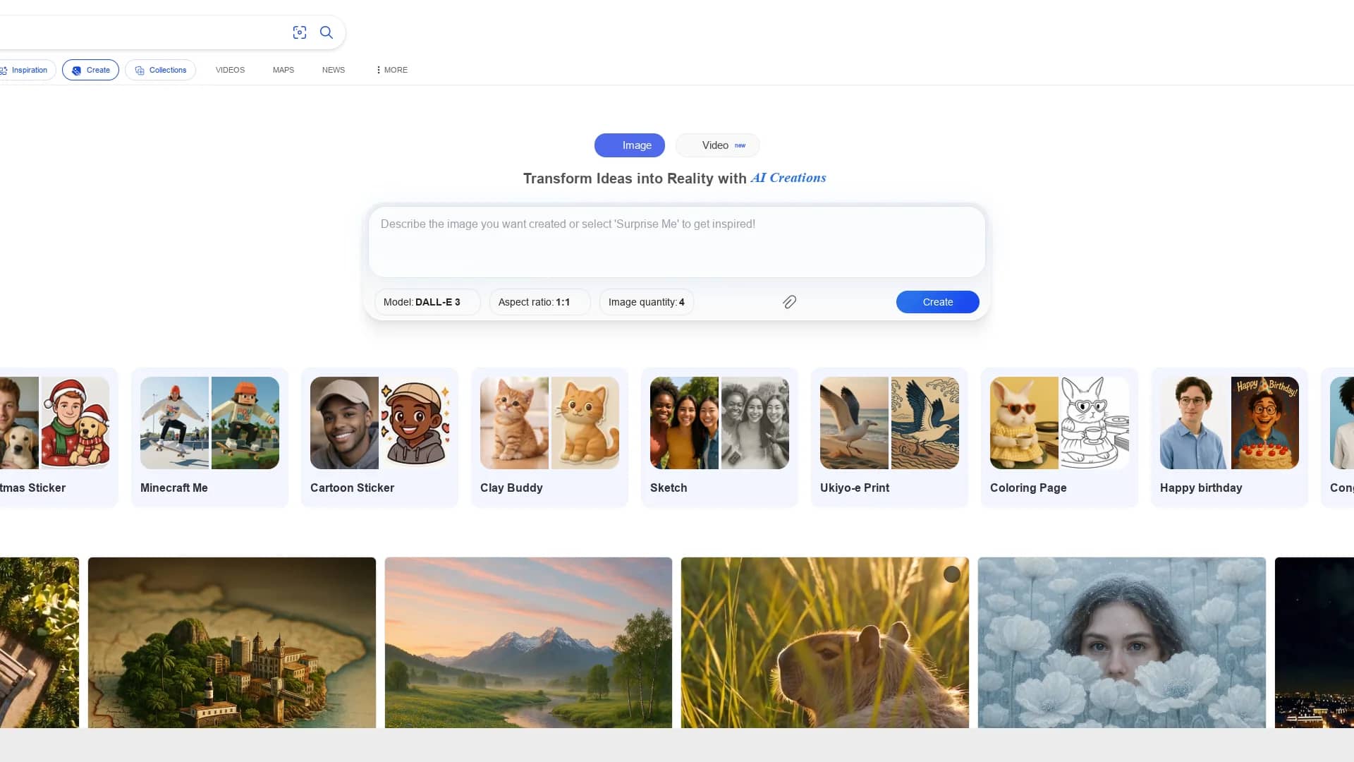 bing-image-creator homepage