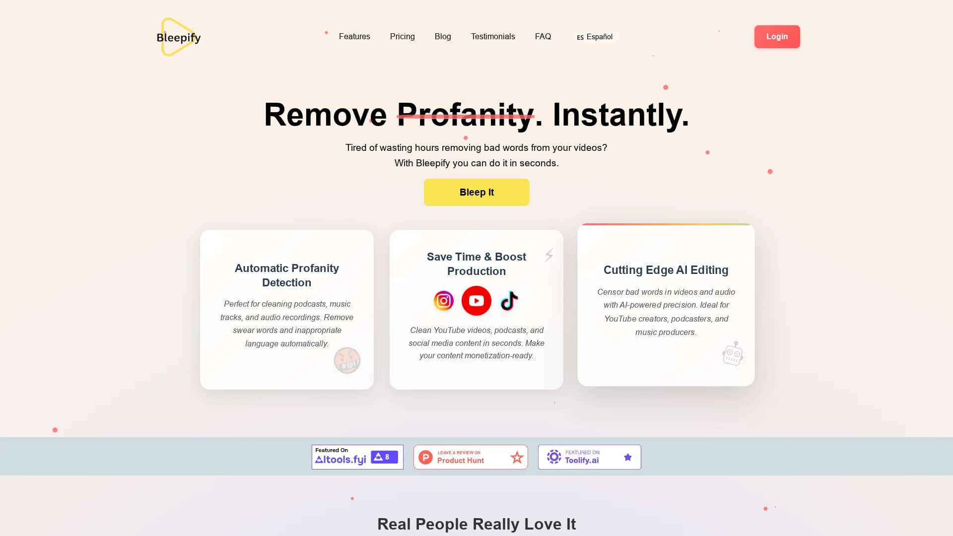 bleepify homepage