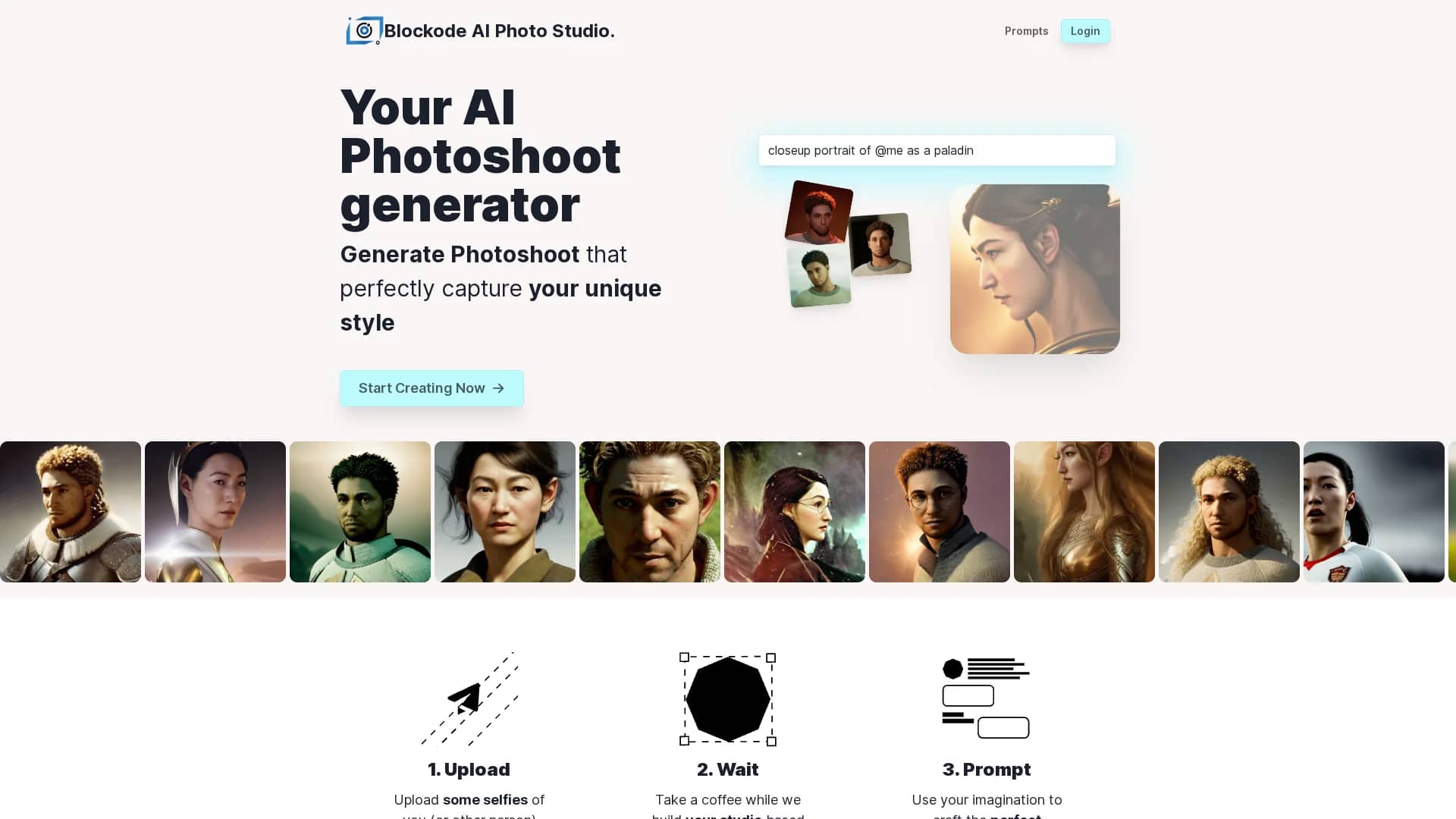 blockode-ai-photo-studio homepage