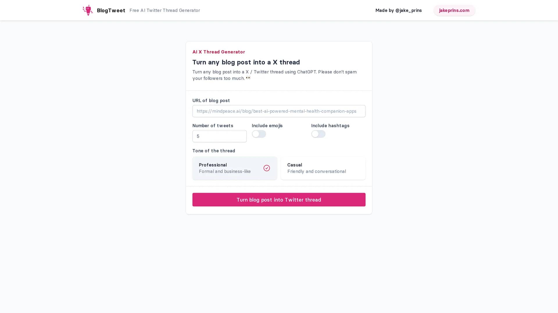 blogtweet homepage