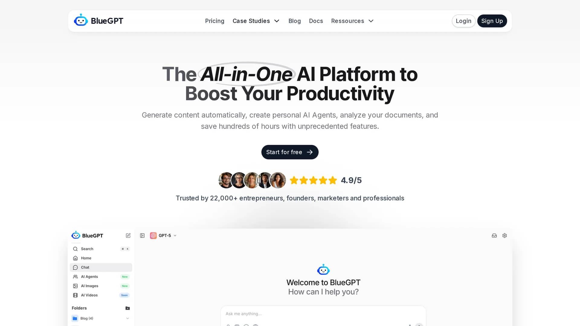 bluegpt homepage