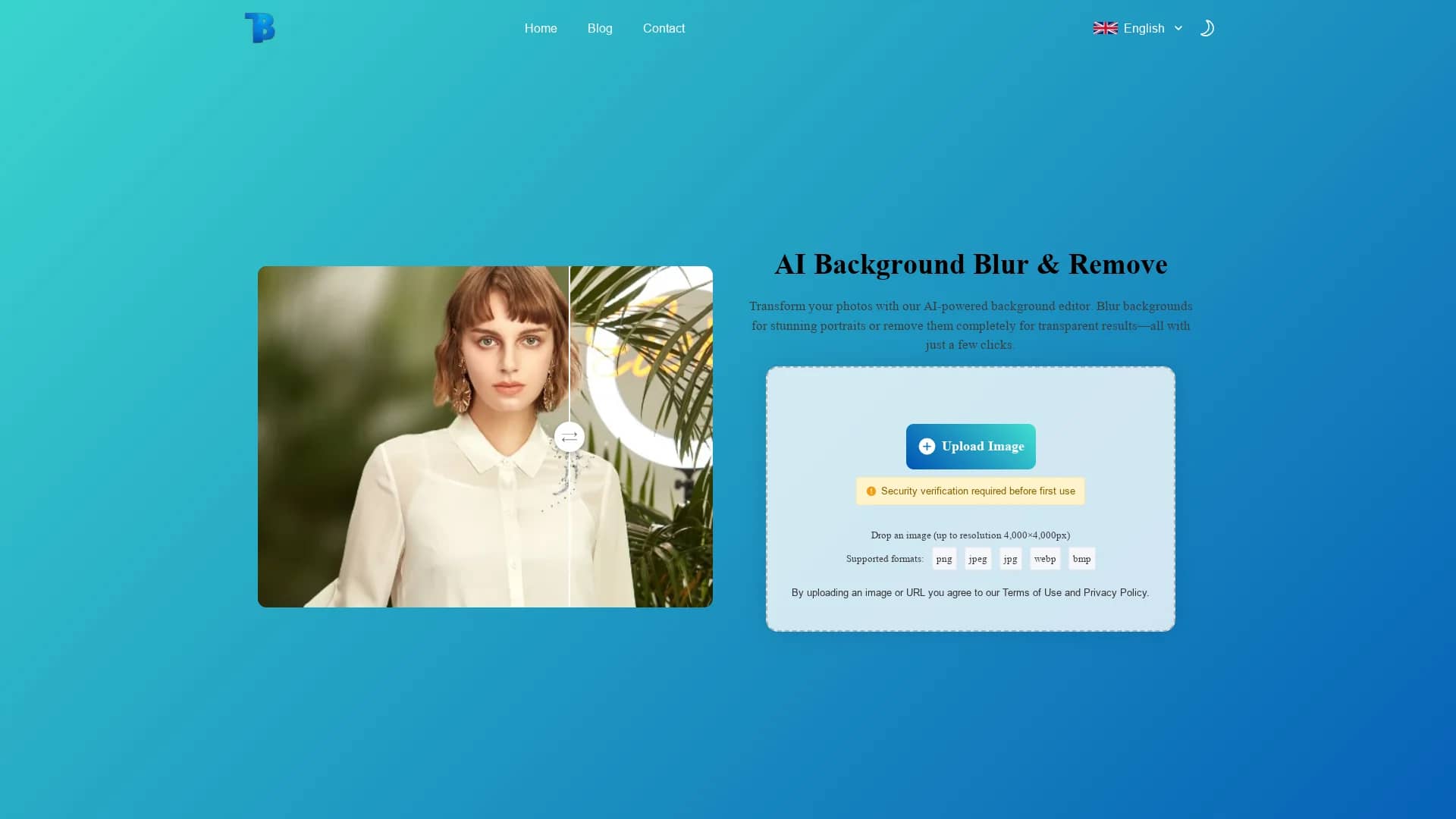 blurbackground-ai homepage