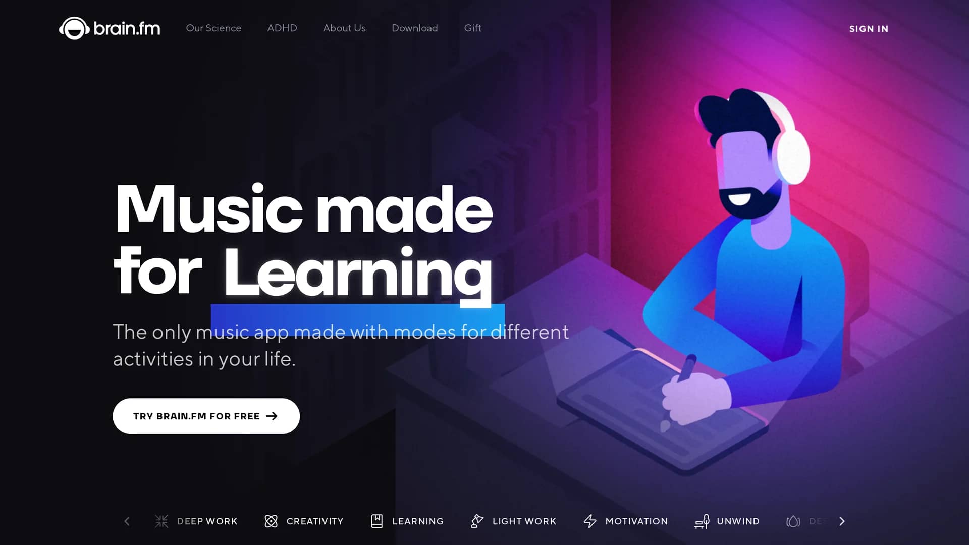brain-fm homepage