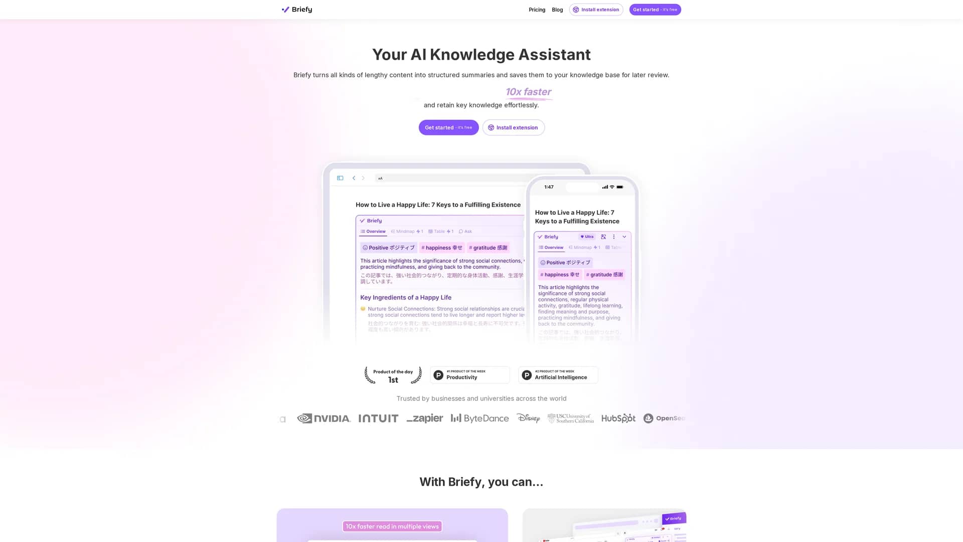 briefy homepage