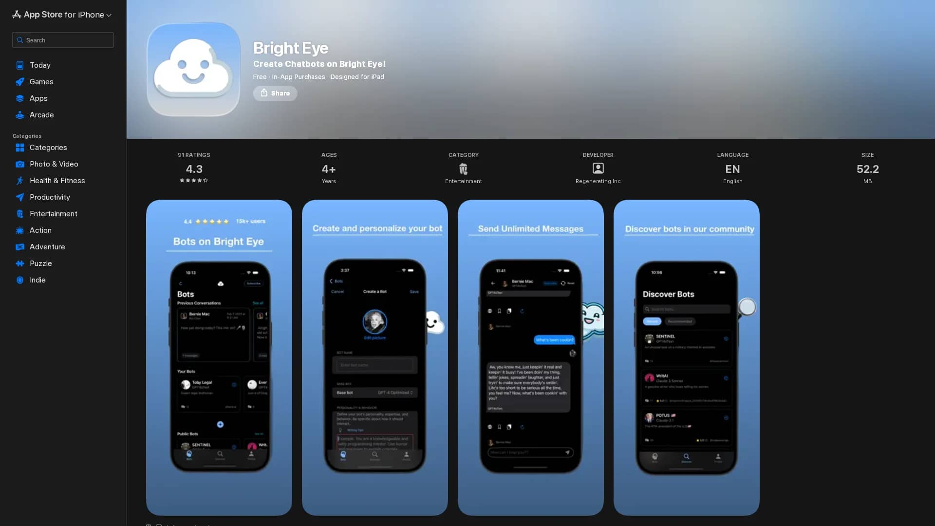 bright-eye homepage