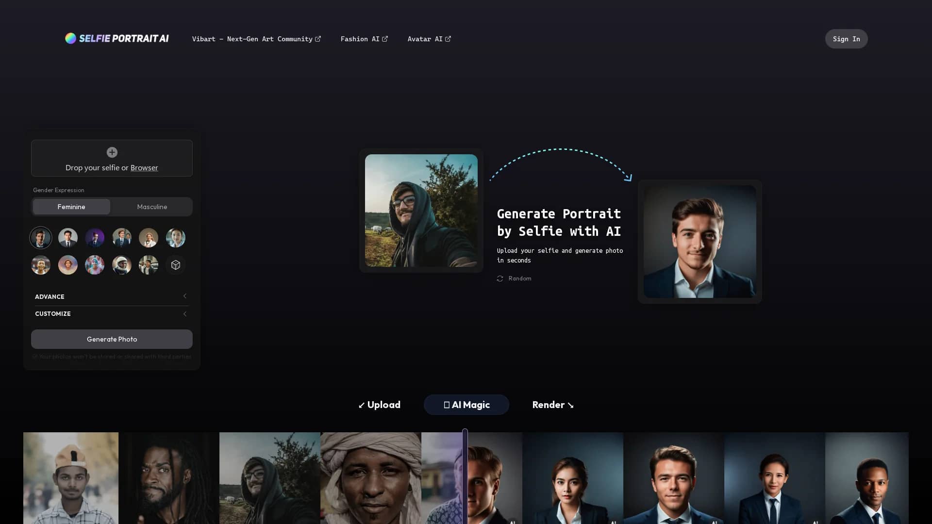 business-portrait-ai homepage