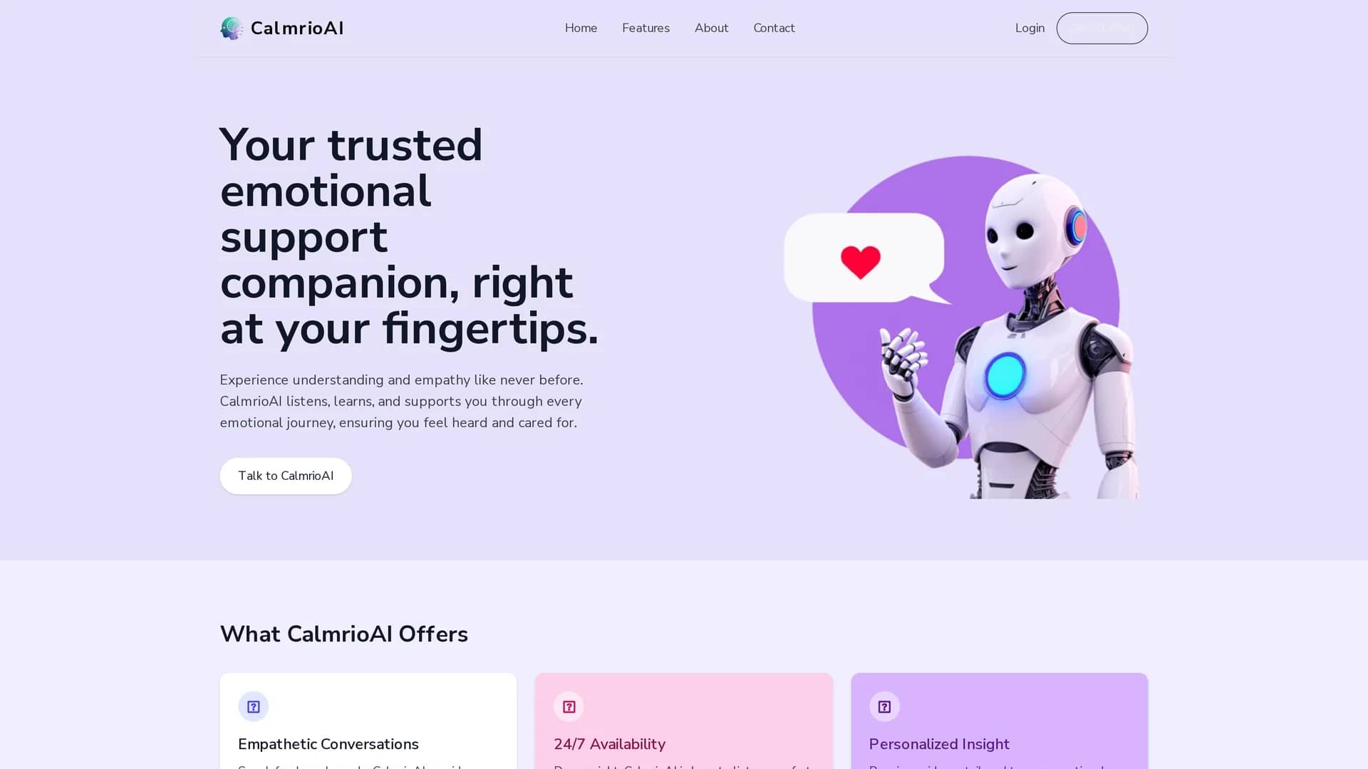 calmrioai homepage