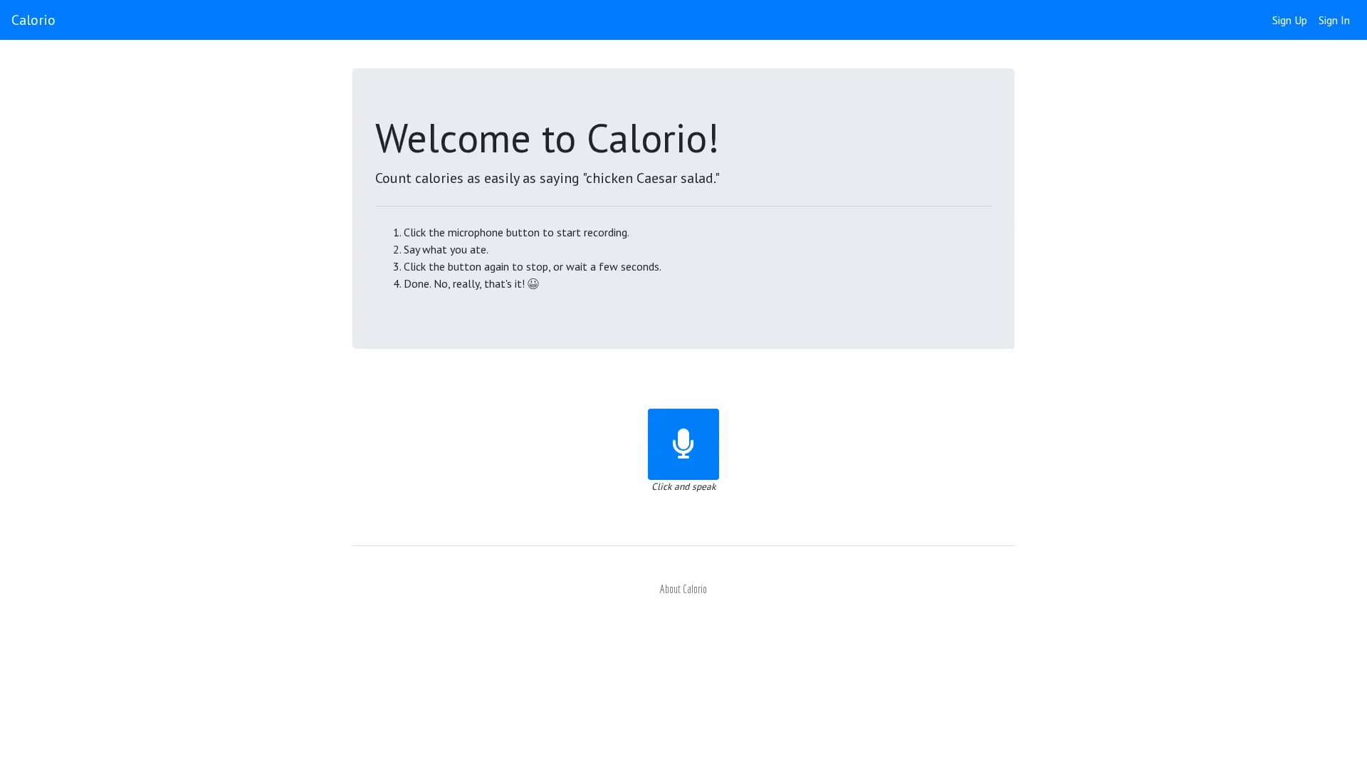 calorio homepage