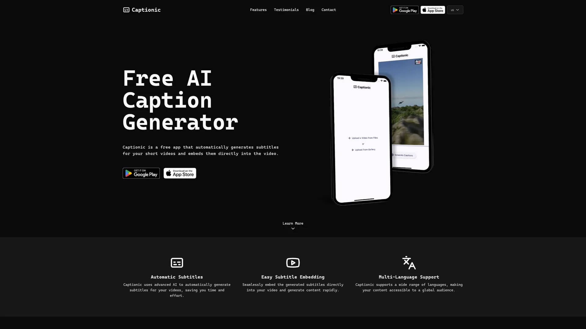 captionic homepage