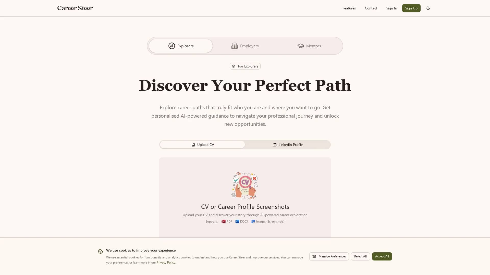 career-steer homepage