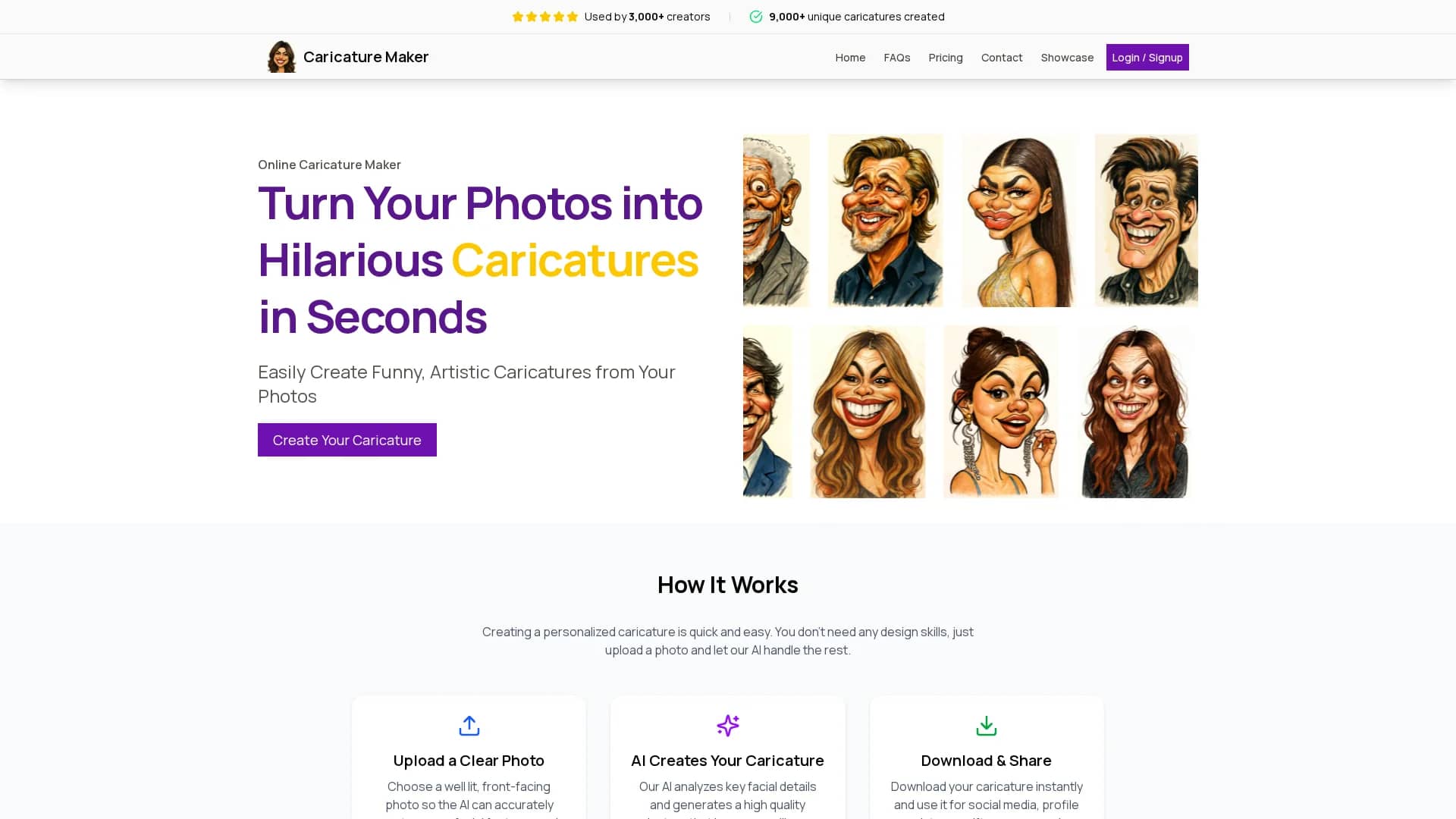 caricature-maker homepage