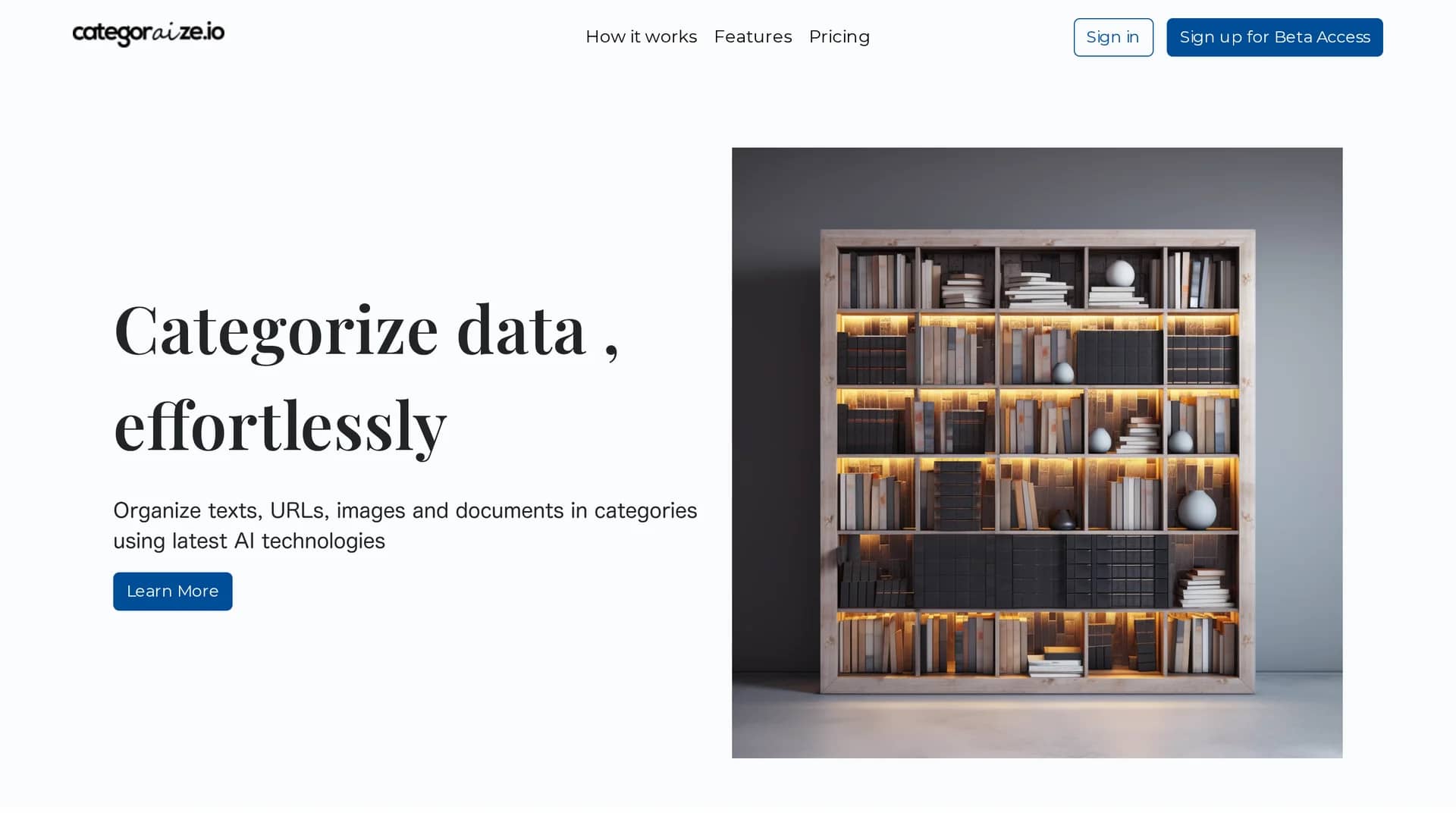categoraize-io homepage