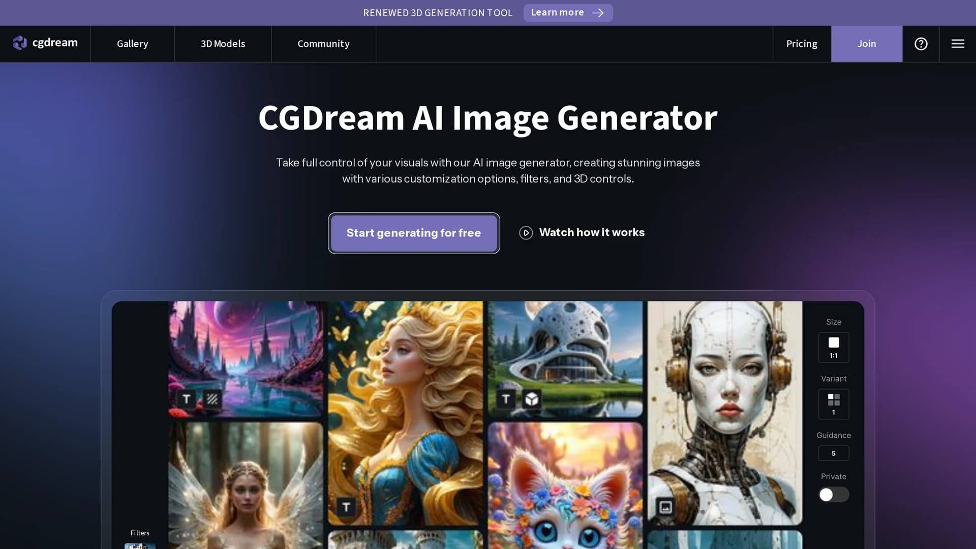cgdream-ai homepage