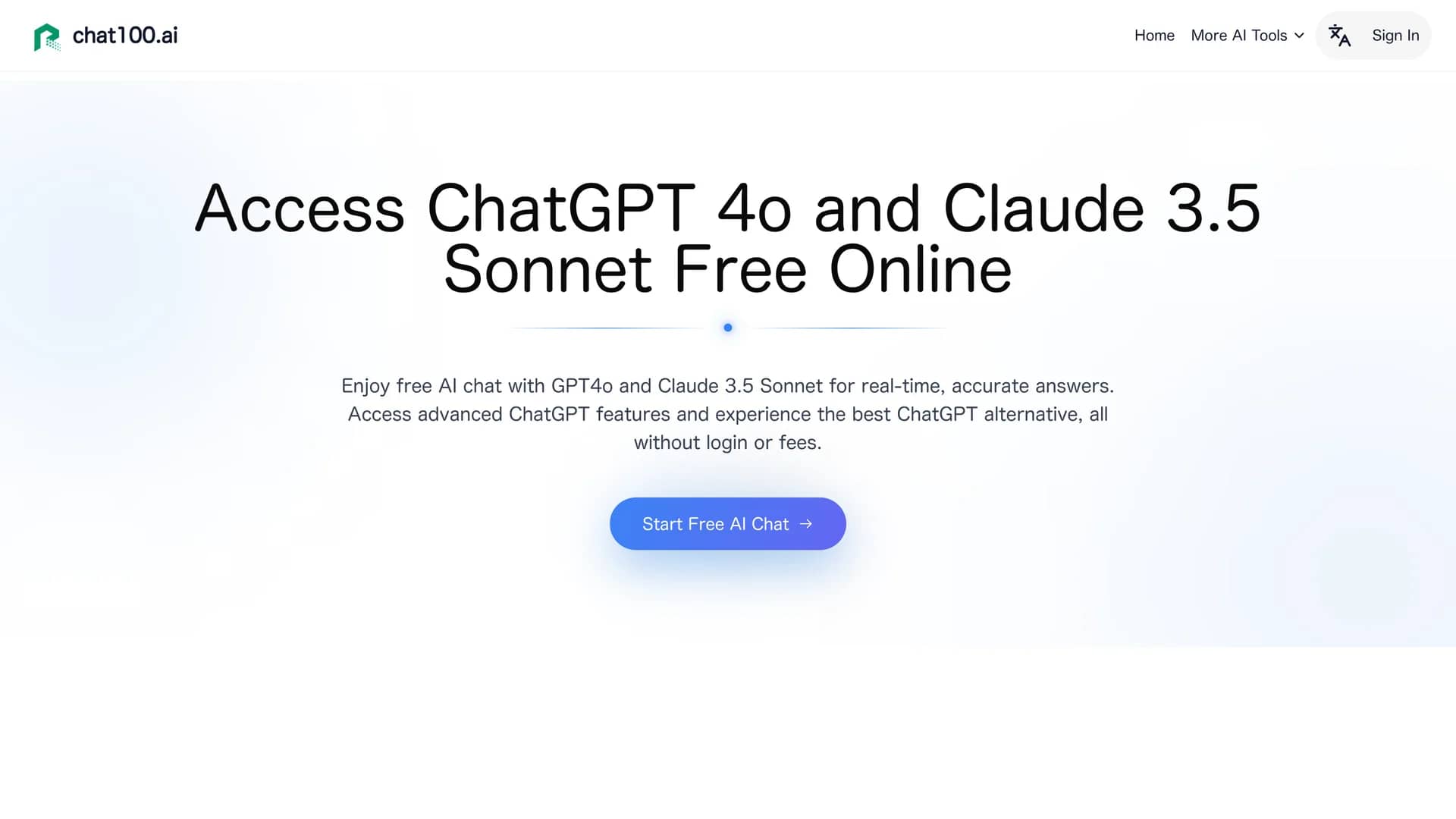 chat100-ai homepage