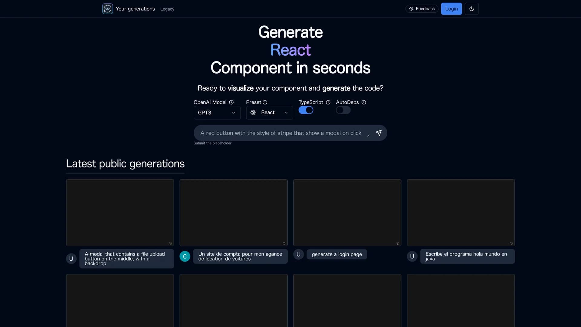 chat2code homepage