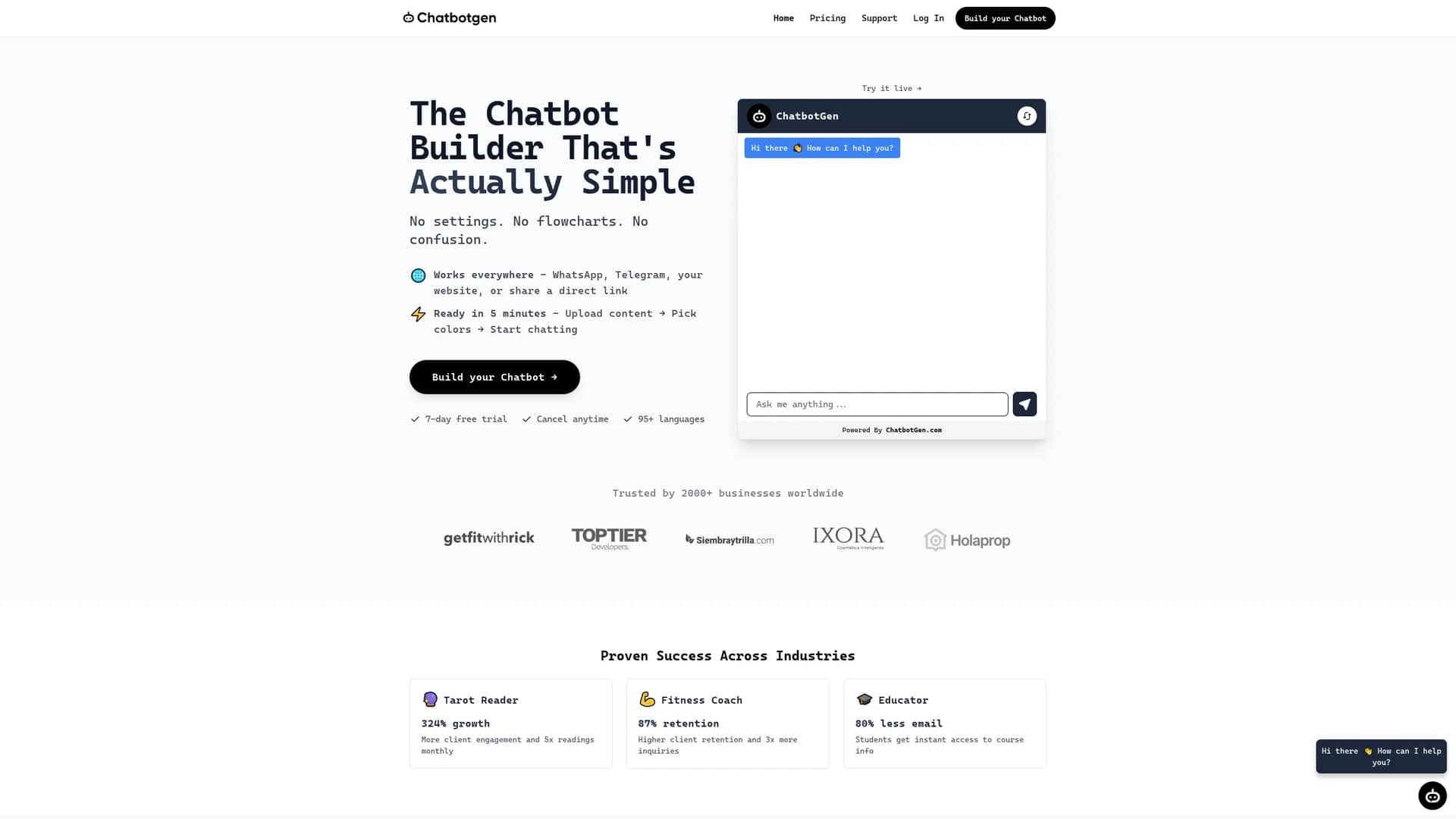 chatbotgen homepage