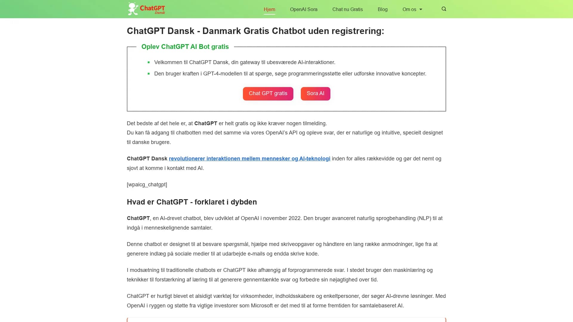 chatgpt-dansk homepage