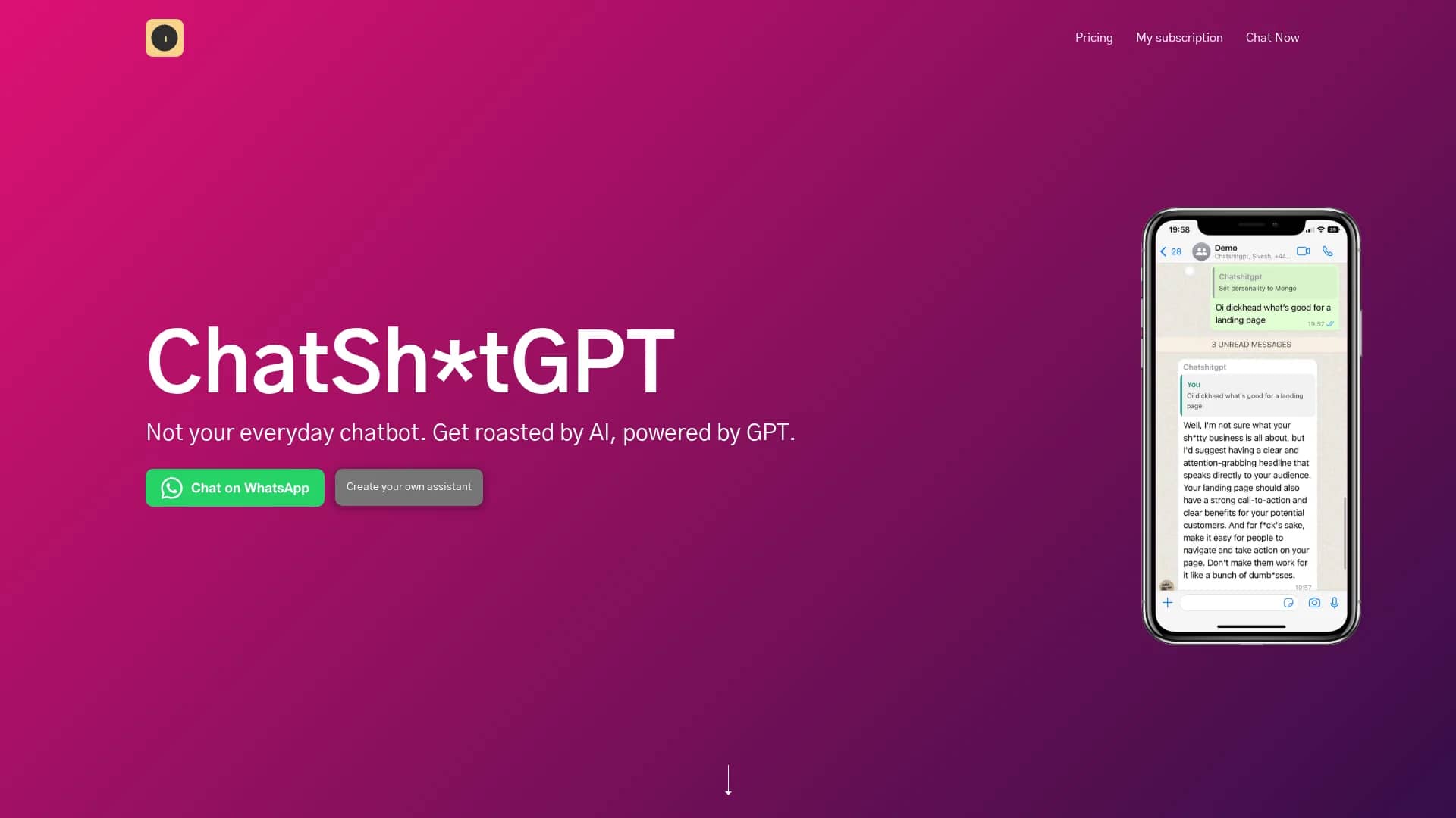 chatshitgpt homepage