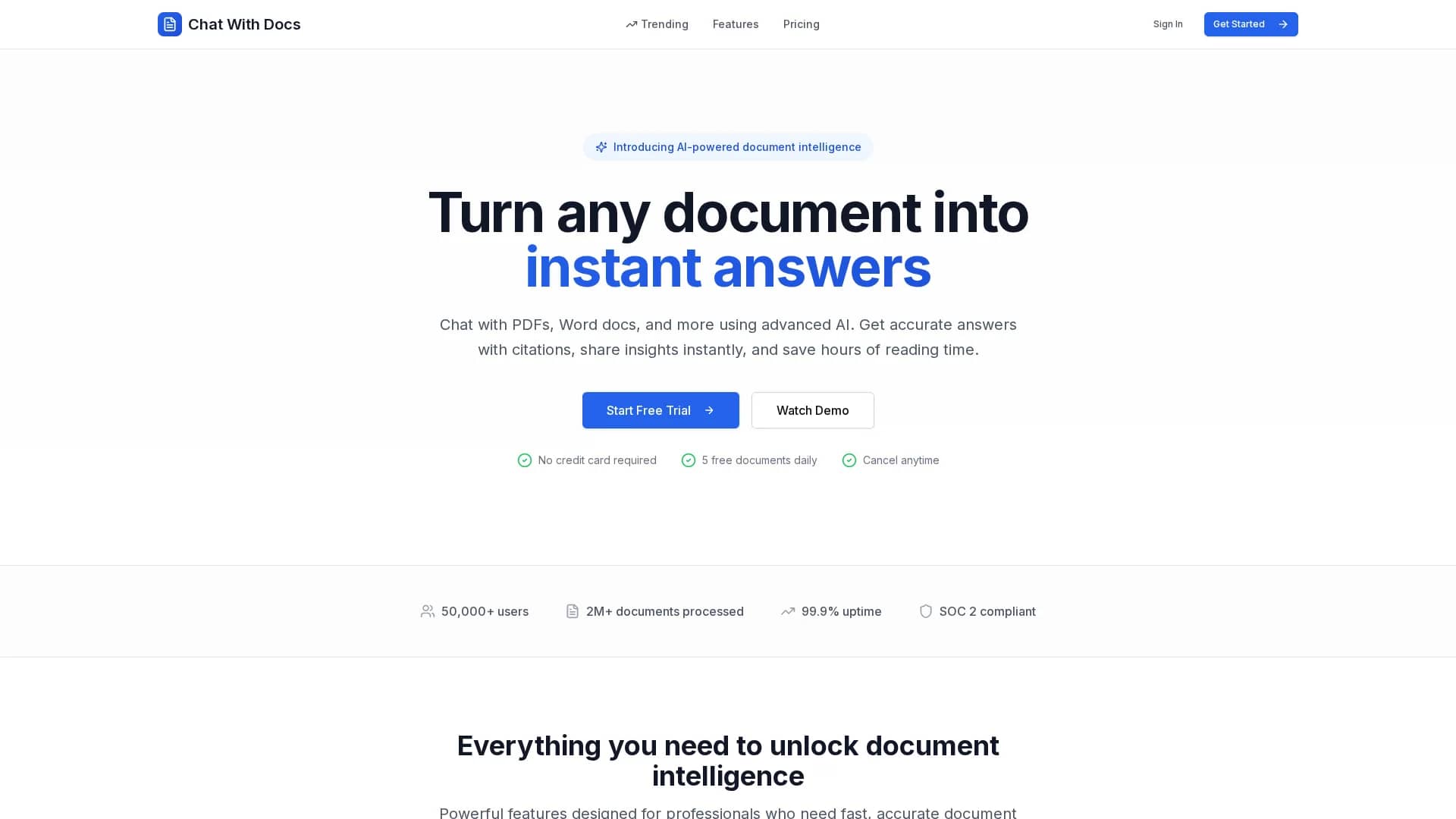 chatwithdocs-co homepage