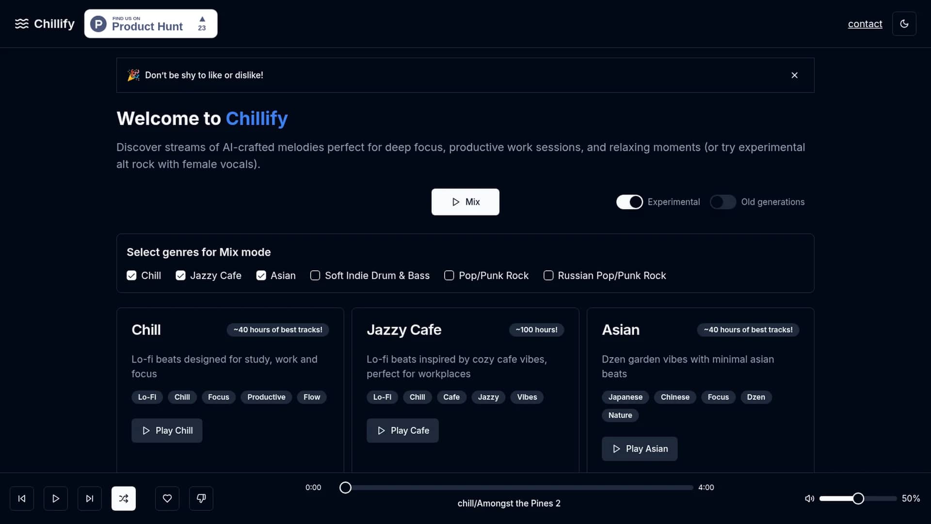 chillify homepage