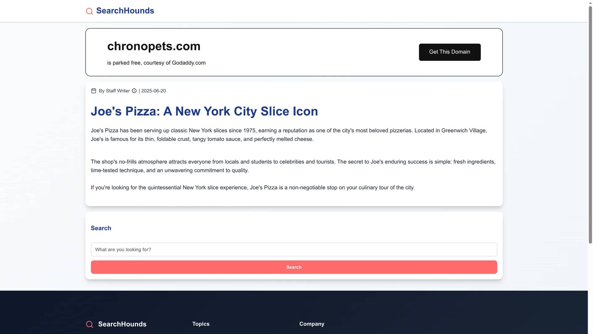 chrono-pets homepage