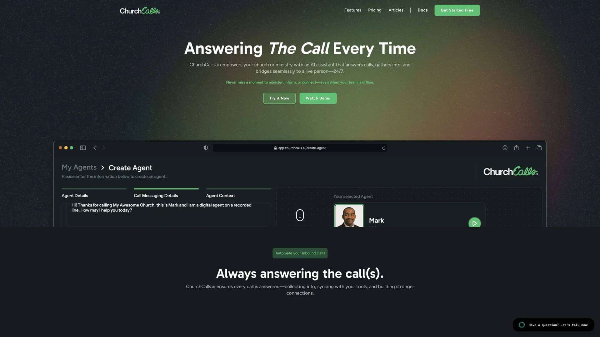 churchcalls-ai homepage