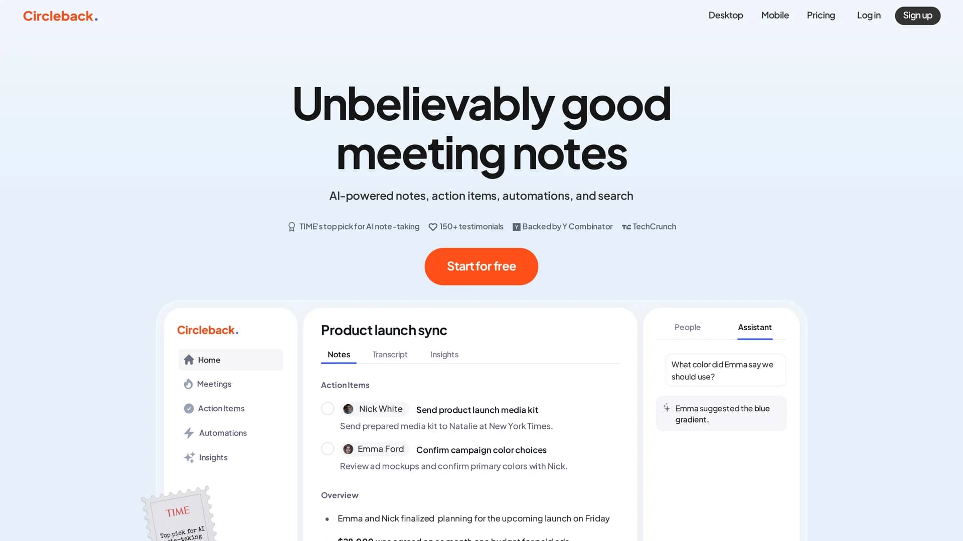 circleback homepage