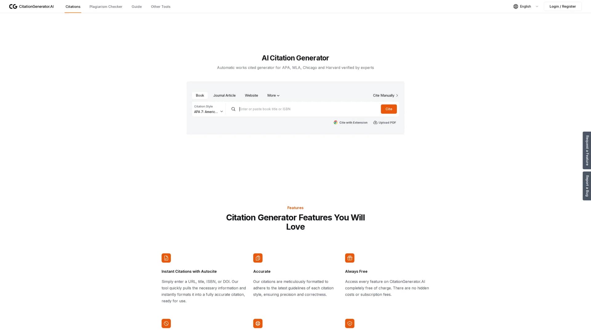 citation-generator-ai homepage