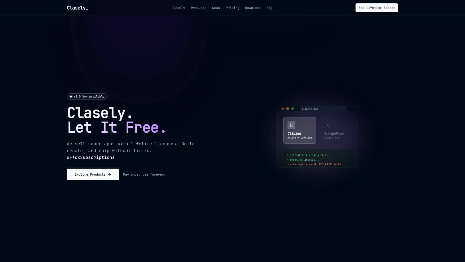clasely-v1 homepage