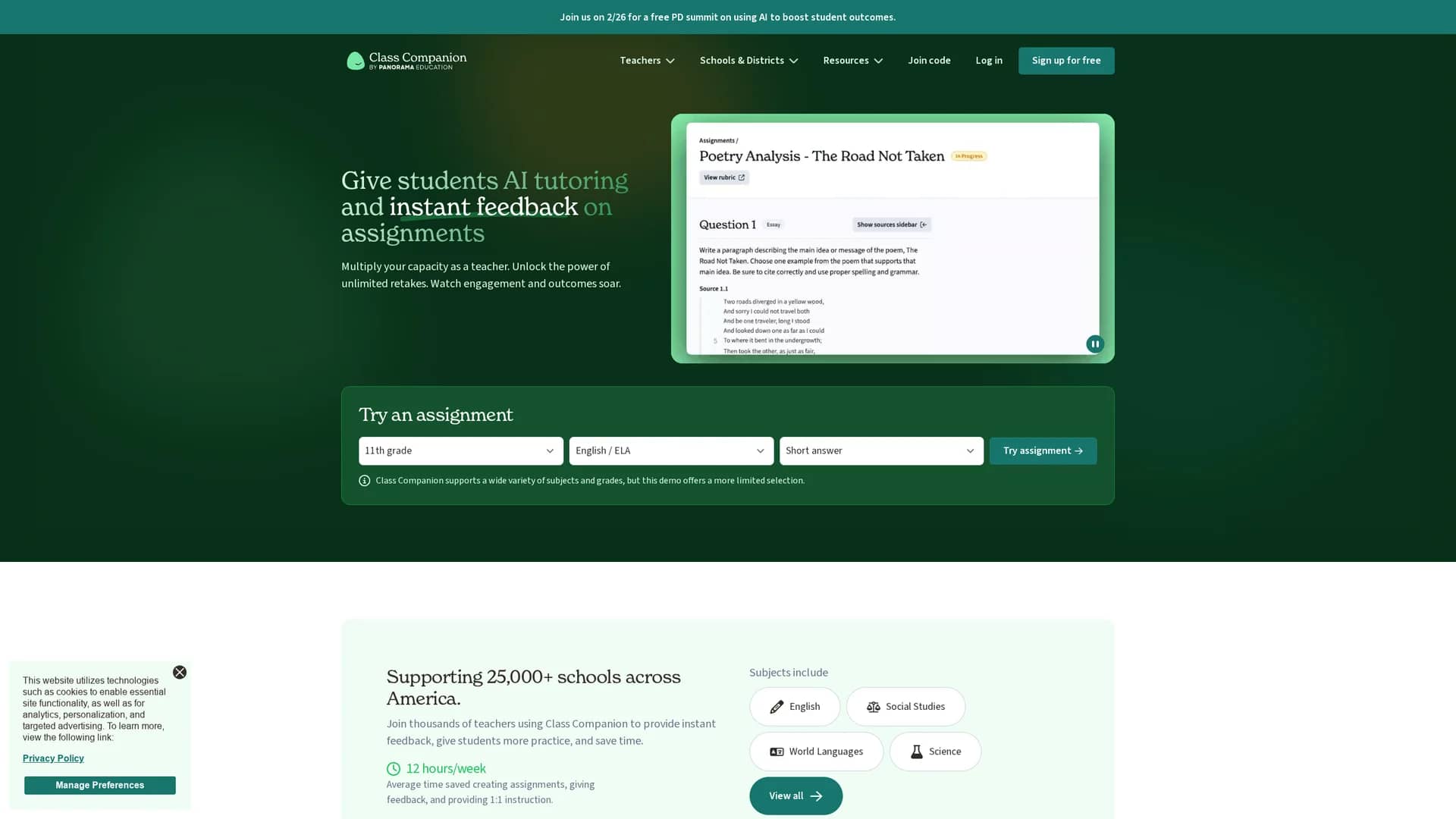 class-companion homepage