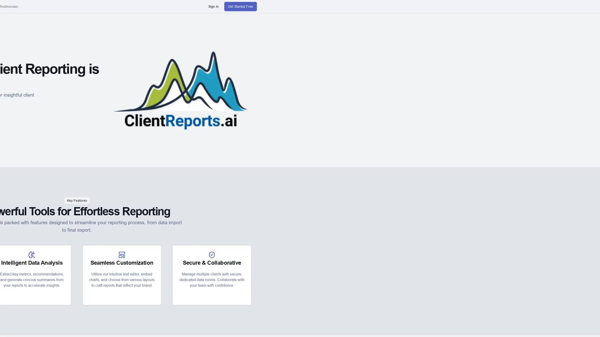 client-reports homepage
