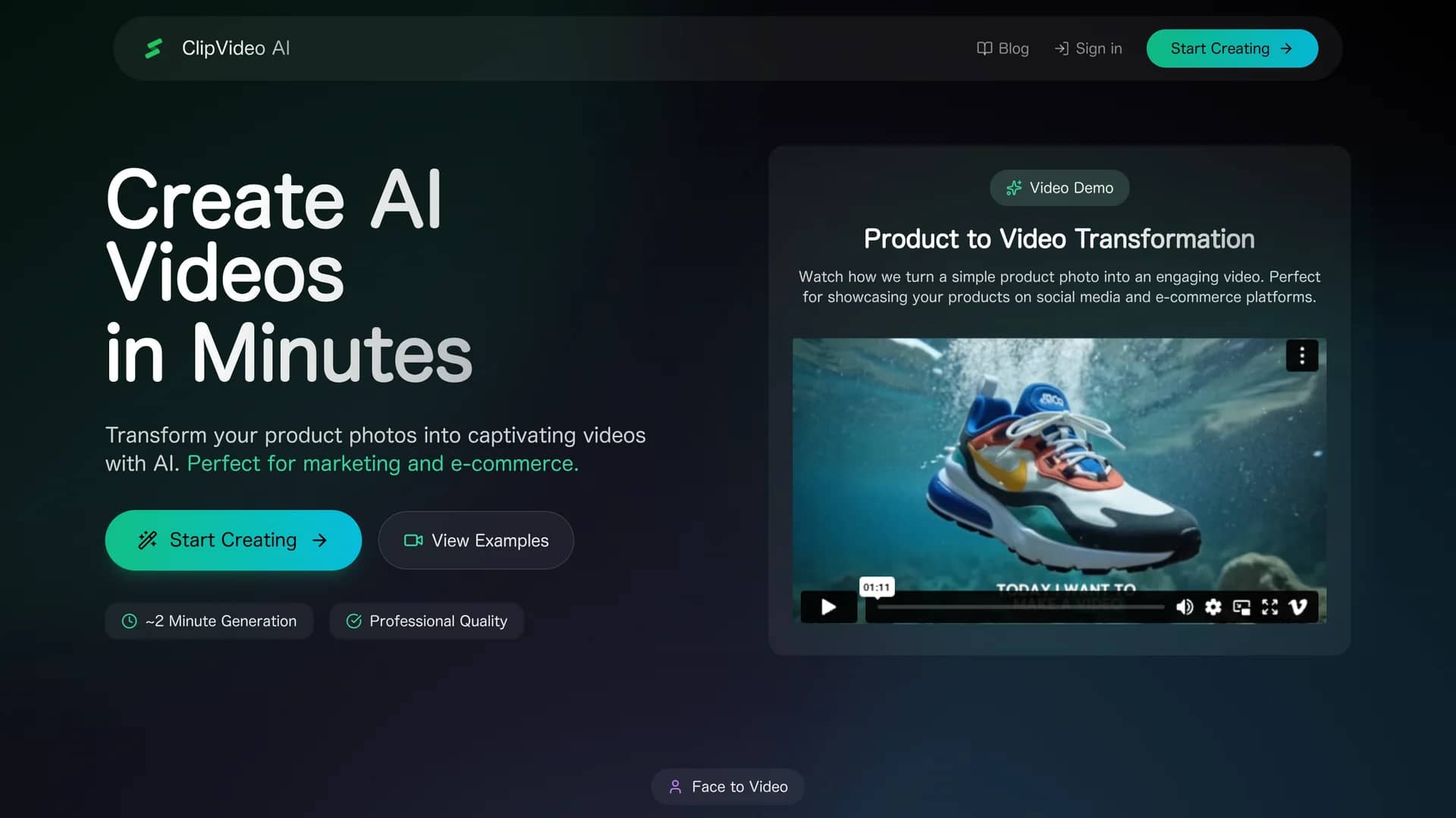 clipvideo-ai homepage