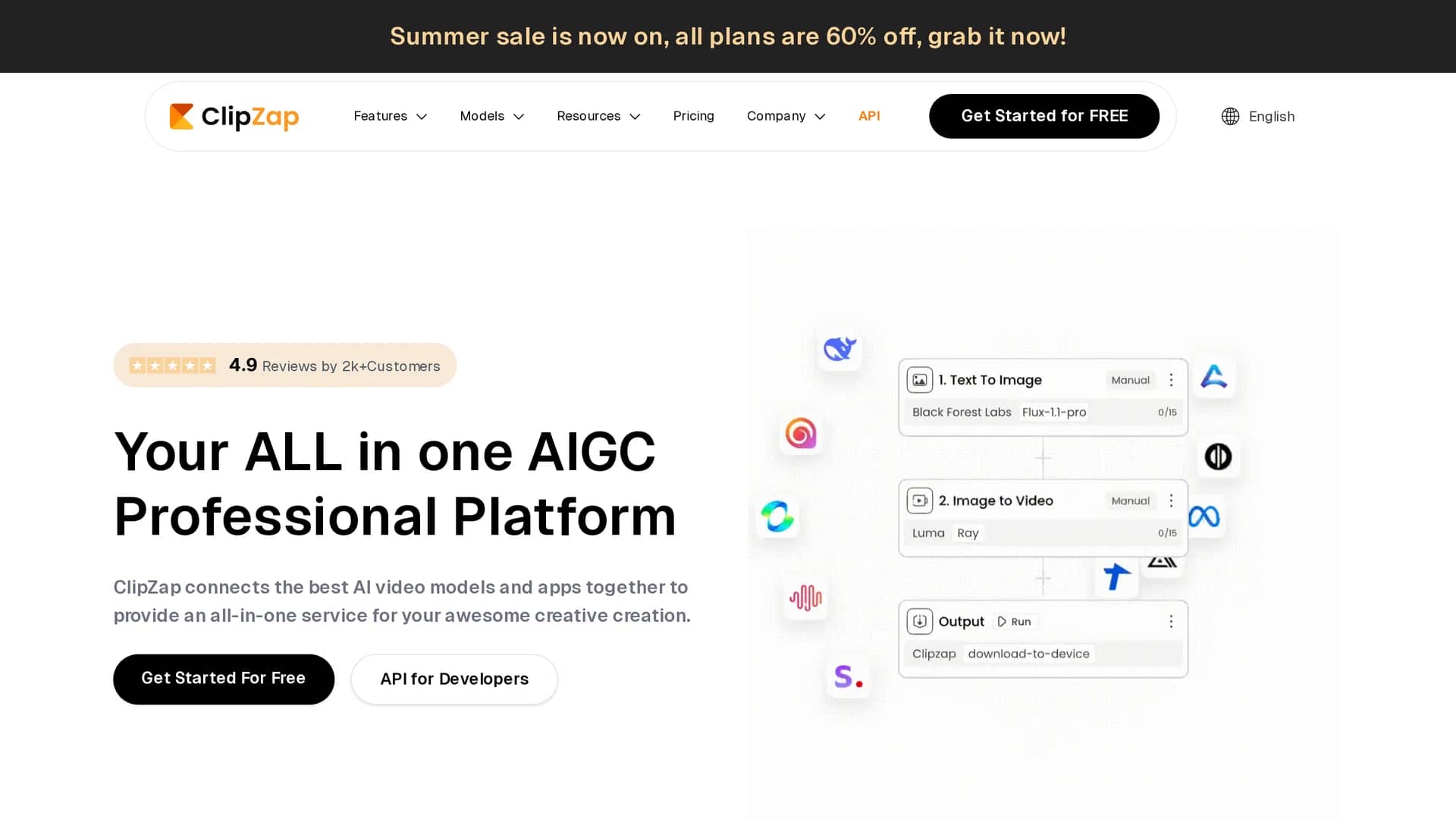 clipzap-ai homepage