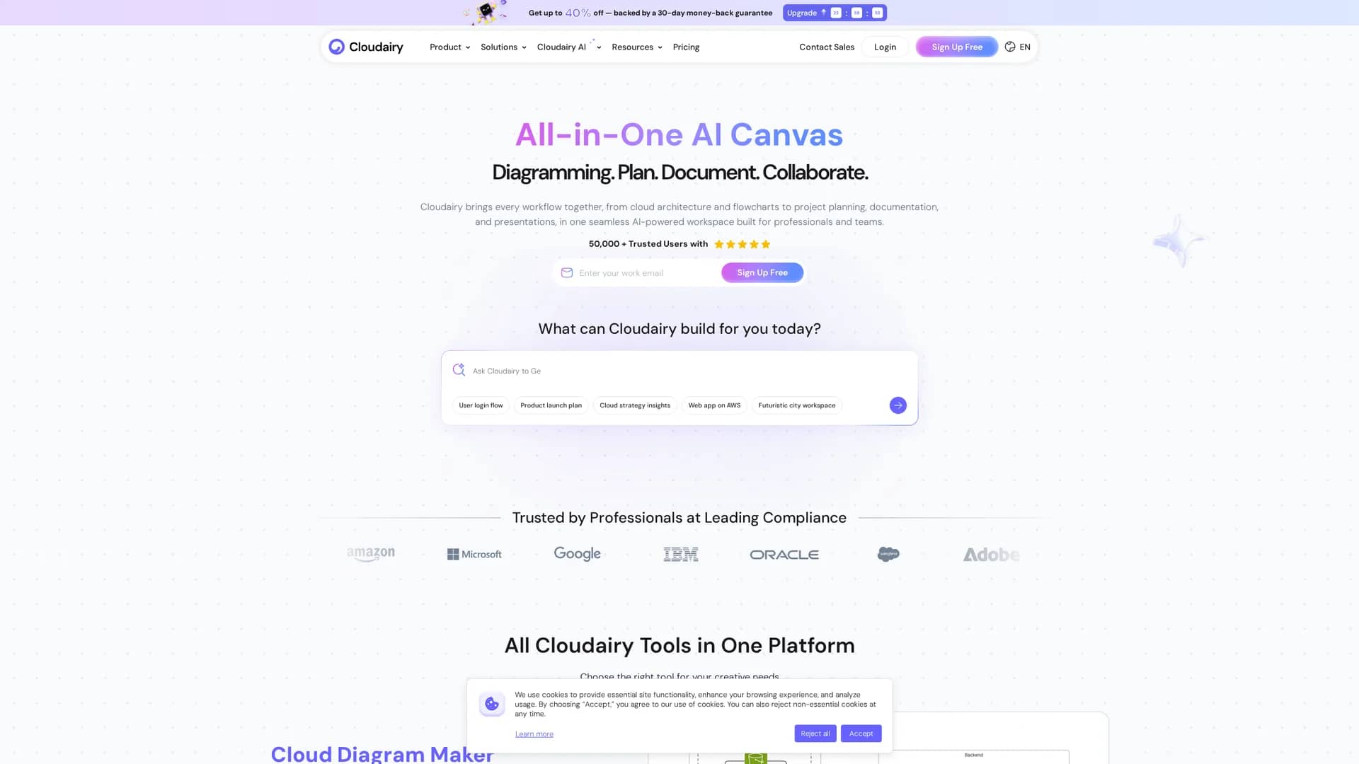 cloudairy homepage