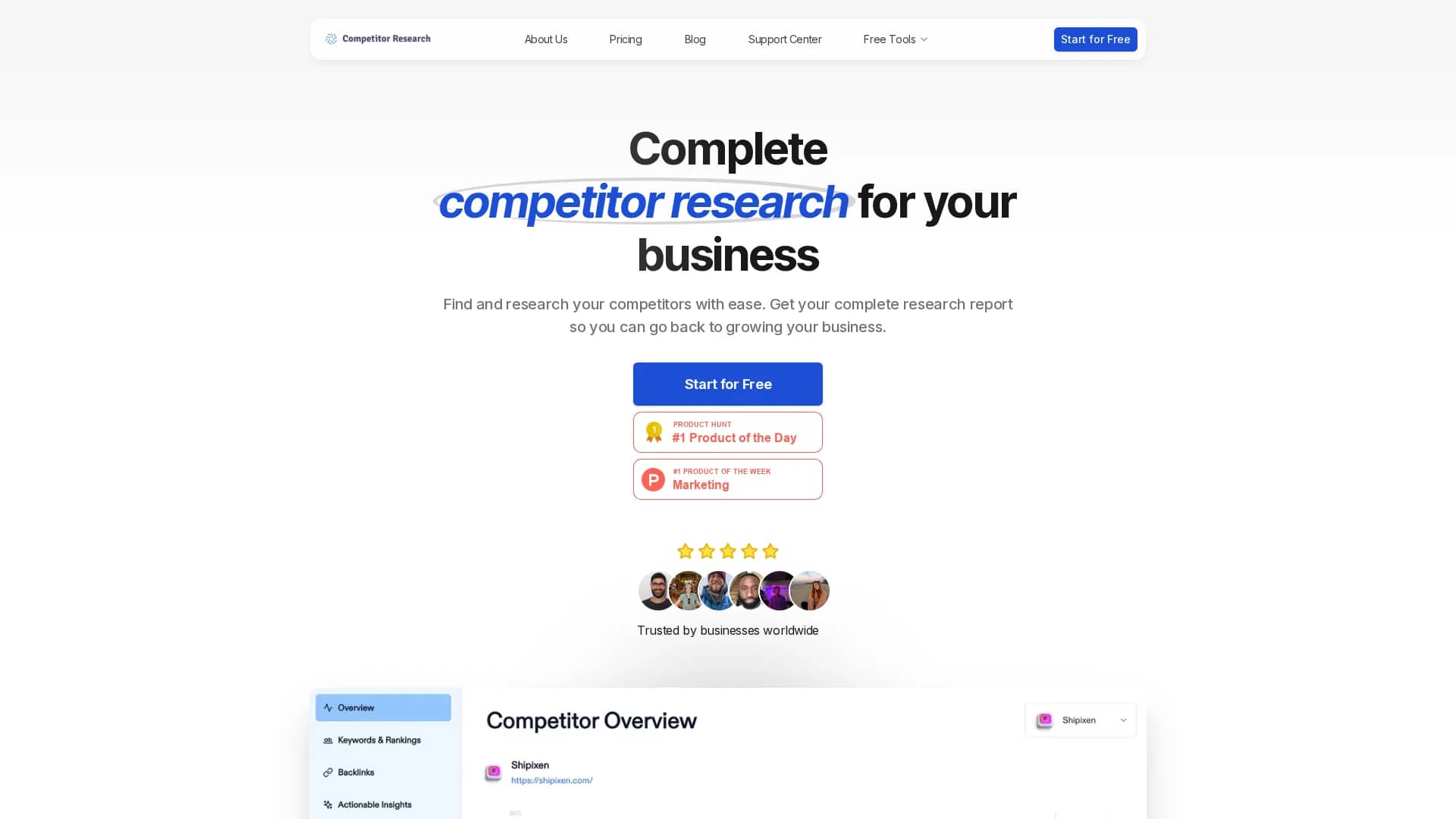 competitor-research homepage