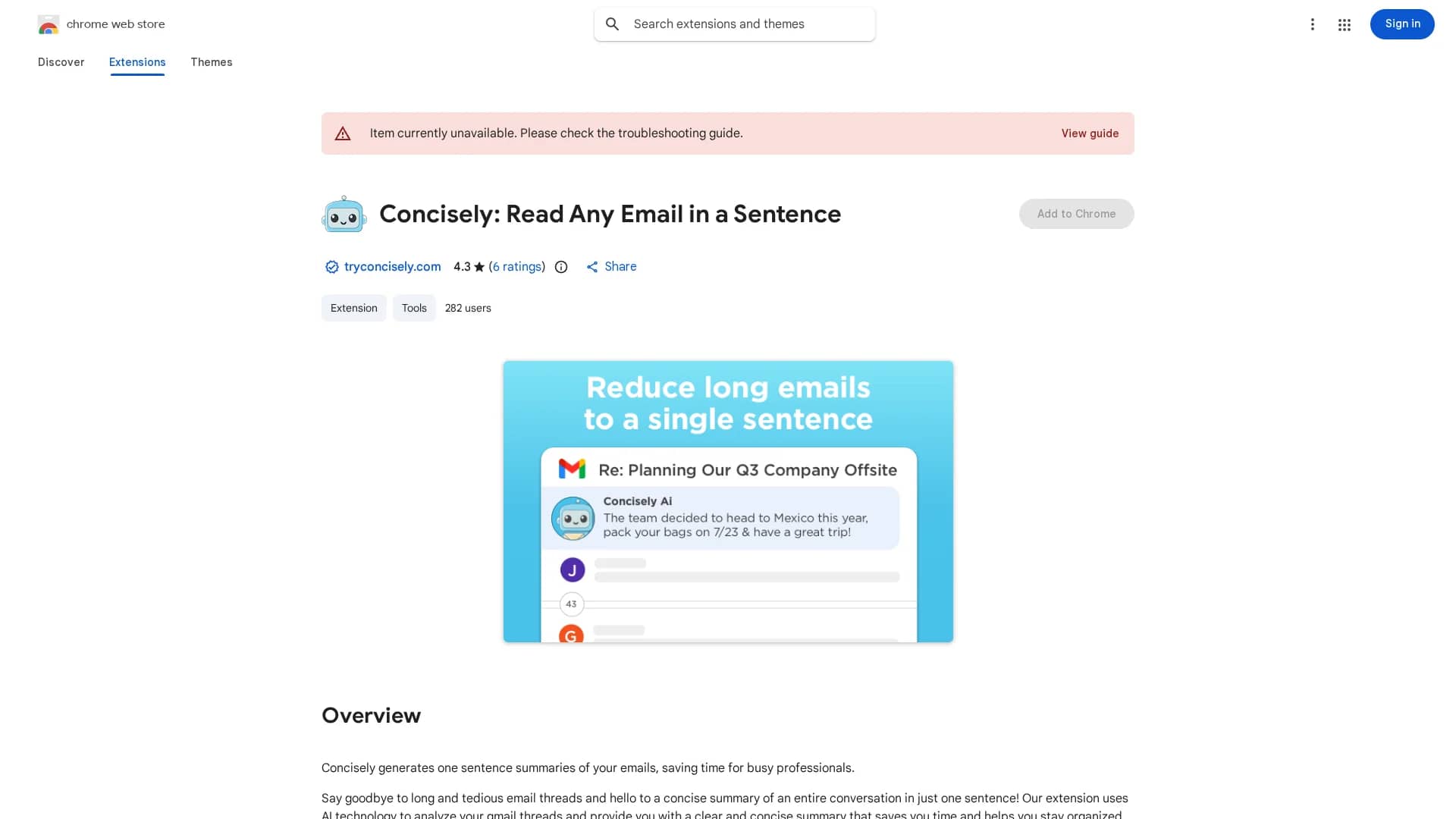 concisely homepage