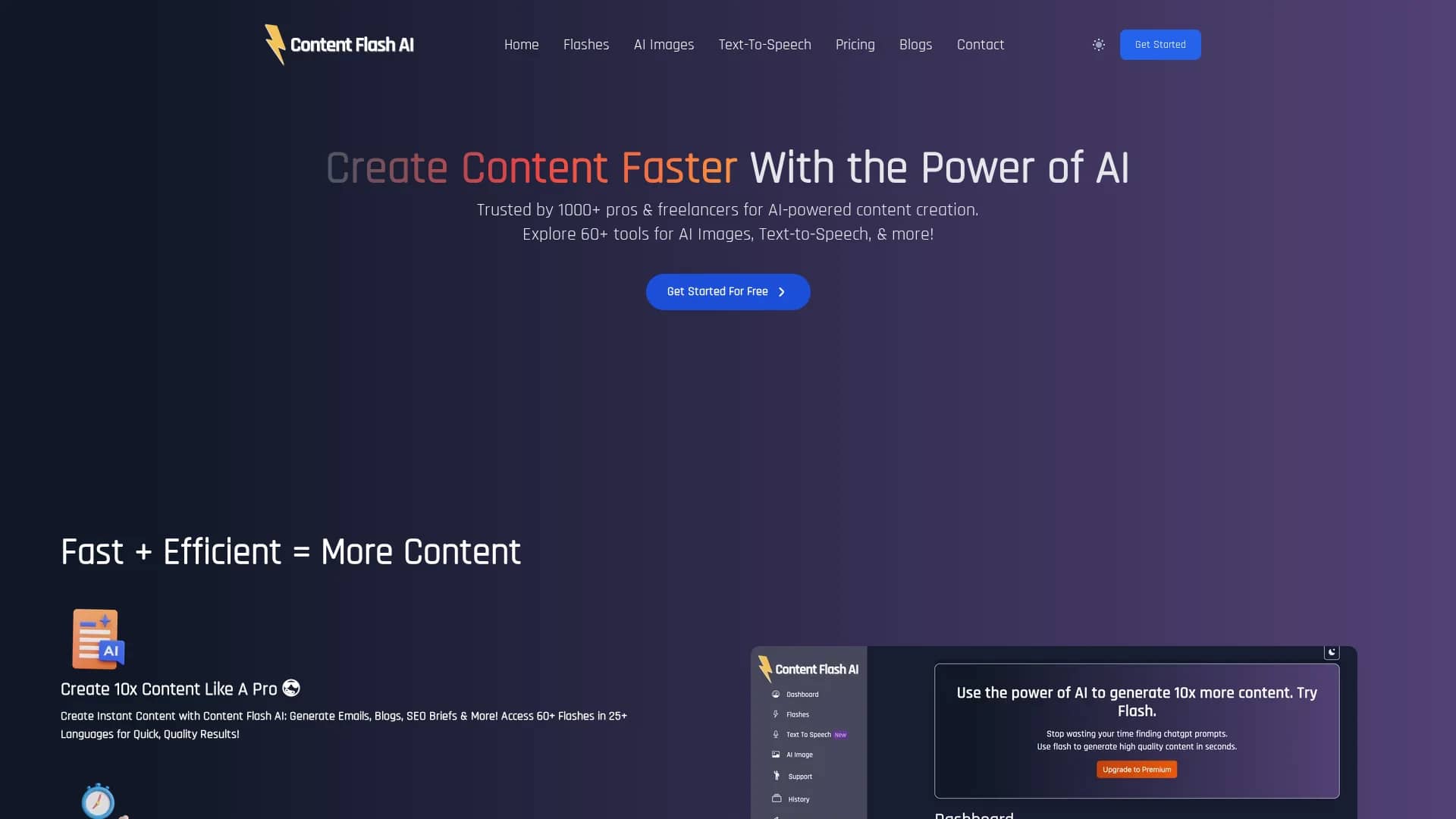 content-flash-ai homepage